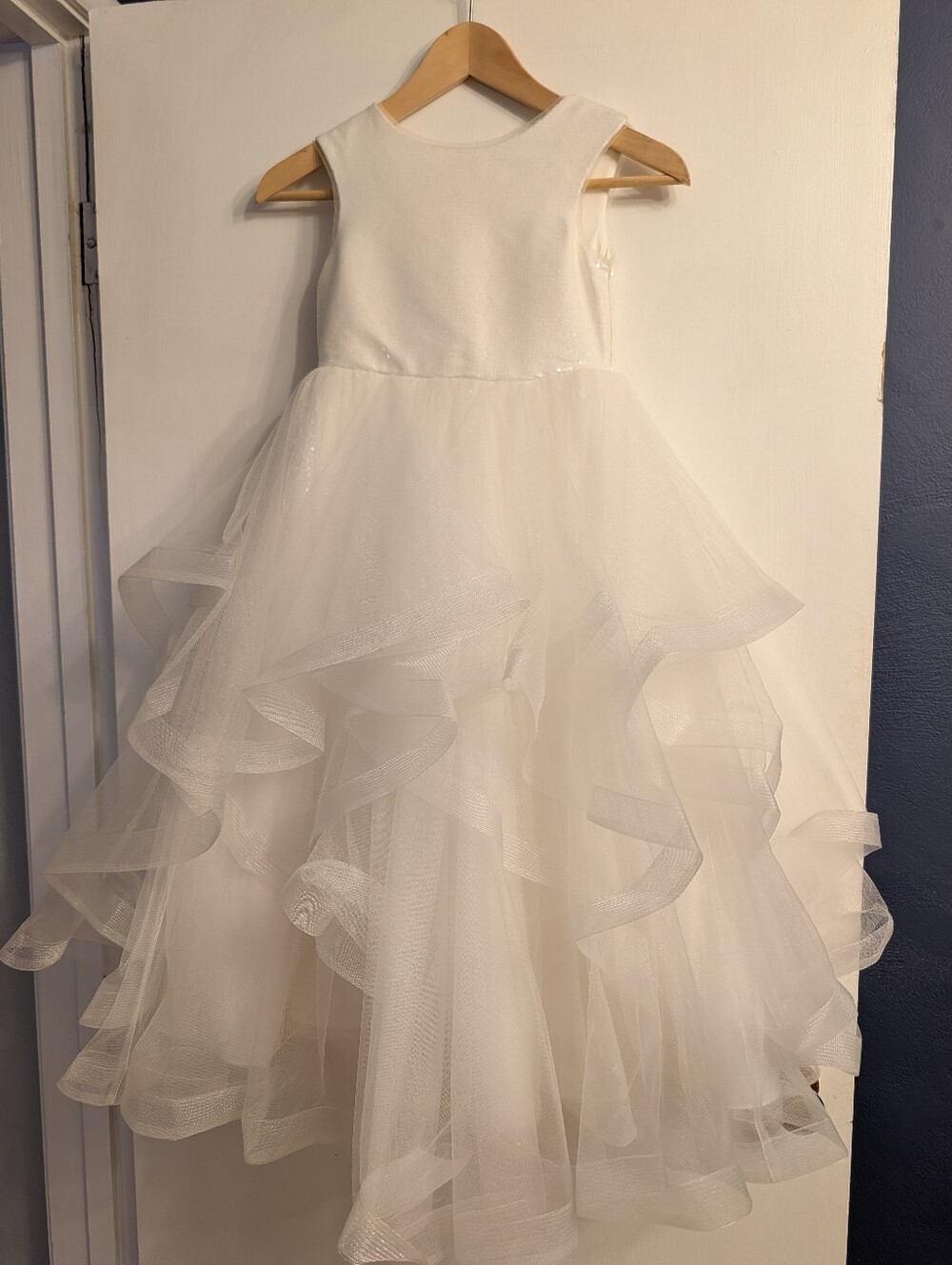 Anthropologie - BHLDN Princess Daliana White Sequin Tulle Flower Girl Dress 6
